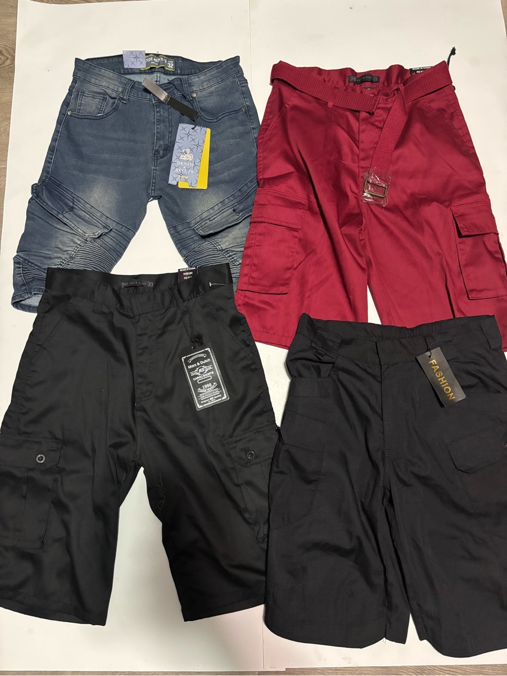 Lot of 4 Men’s Shorts Size 32/ Cargo Denim/ Mark & Dutch Denim & Rivets, Fashion